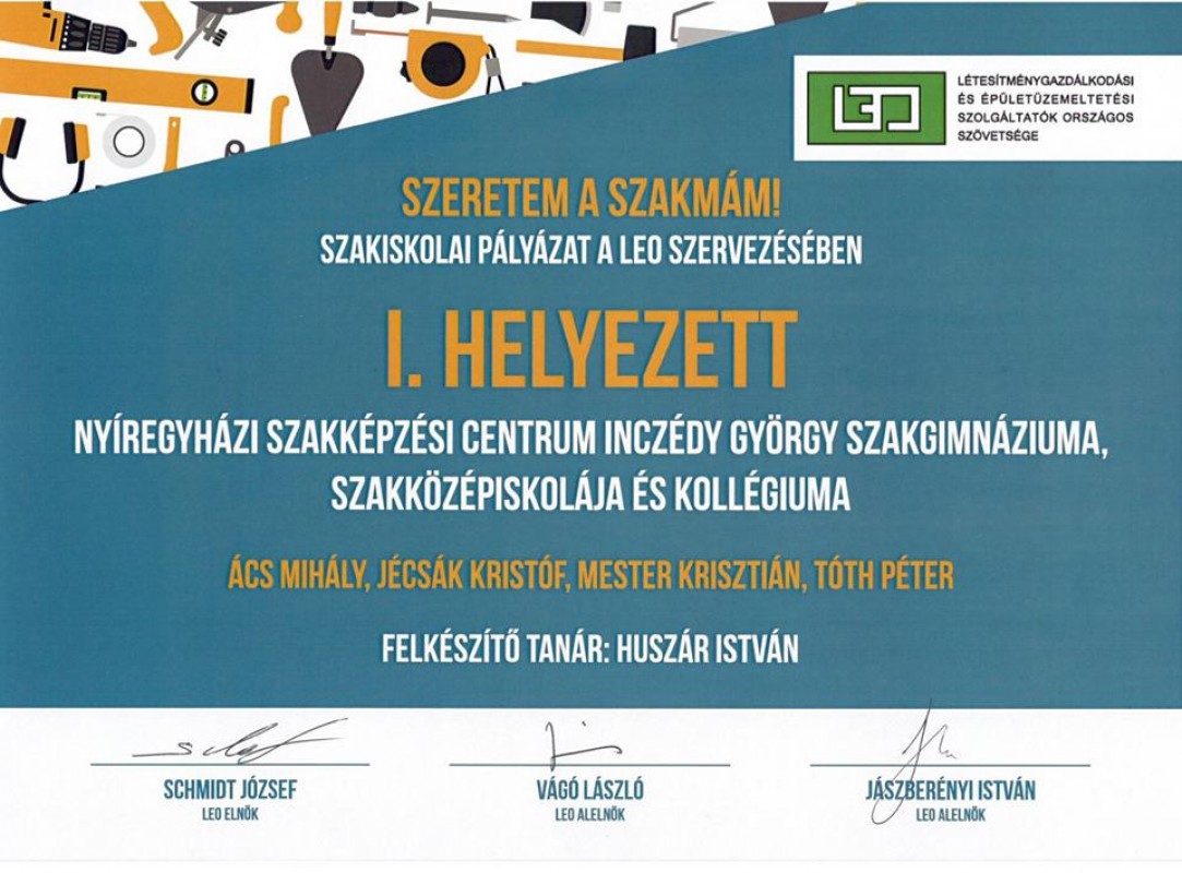 Elsők lettek az inczédysek