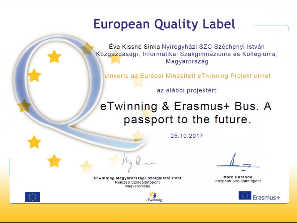 Legmagasabb európai szintű elismerés a Széchenyiben