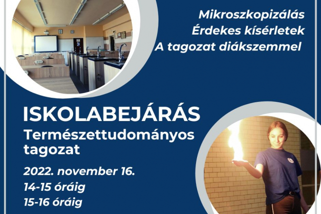 Természettudományos tagozat a Vasváriban! - Jelentkezz az iskolabejárásra!