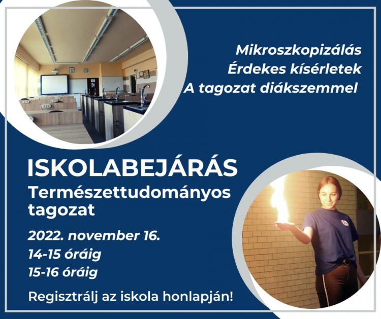 Természettudományos tagozat a Vasváriban! - Jelentkezz az iskolabejárásra!