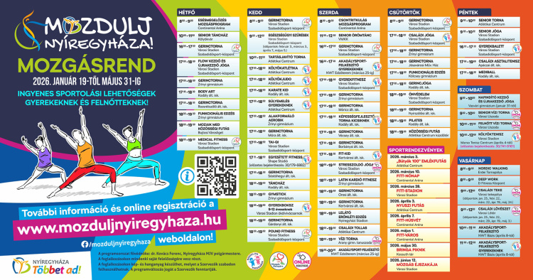 Január 19-én indul a Mozdulj Nyíregyháza – heti 68 ingyenes lehetőség a mozgásra