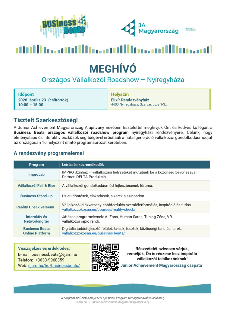 Vállalkozói roadshow érkezik Nyíregyházára – élményprogram erősíti a közösséget