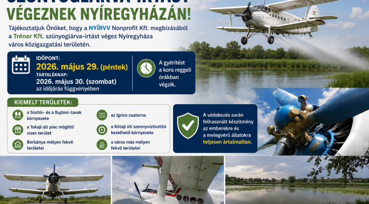 Szúnyoglárva-irtást végeznek Nyíregyházán pénteken