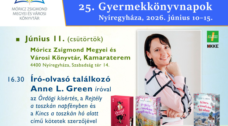 Anne L. Green érkezik Nyíregyházára az Ünnepi Könyvhét programjára
