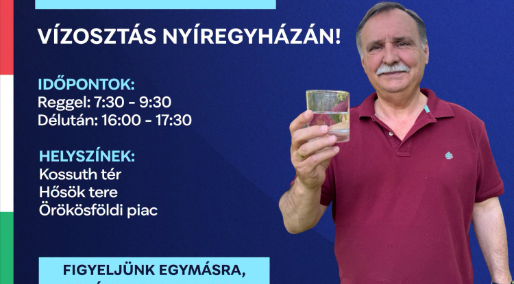 Vizet oszt a TISZA Párt Nyíregyházán a hőségriadó idején
