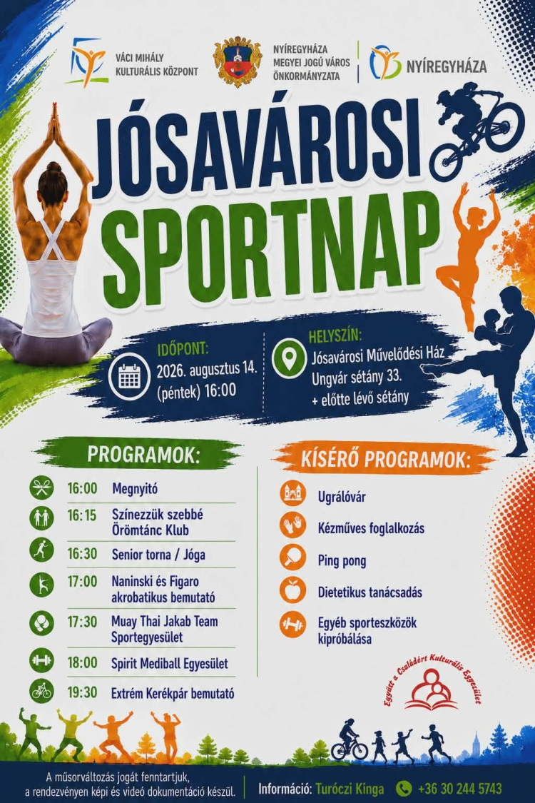 Jósavárosi Sportnap - Mozgással, bemutatókkal és családi programokkal várják az érdeklődőket