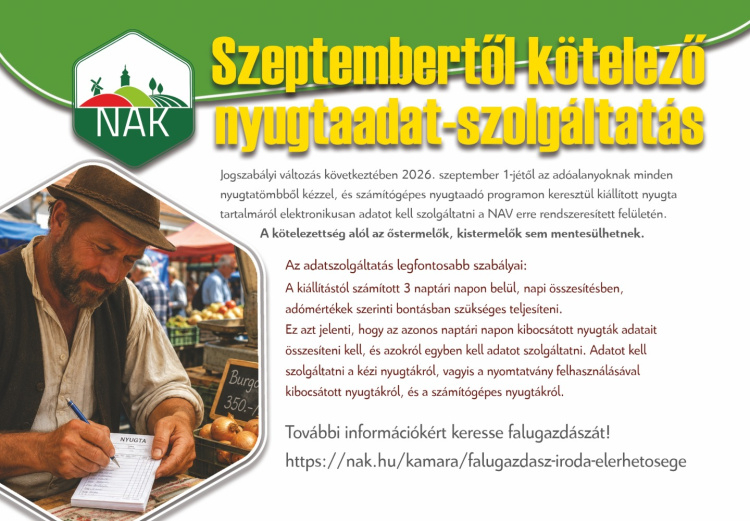 Szeptembertől kötelező a nyugtaadat-szolgáltatás – ingyenes tájékoztatókat tartanak a kistermelőknek